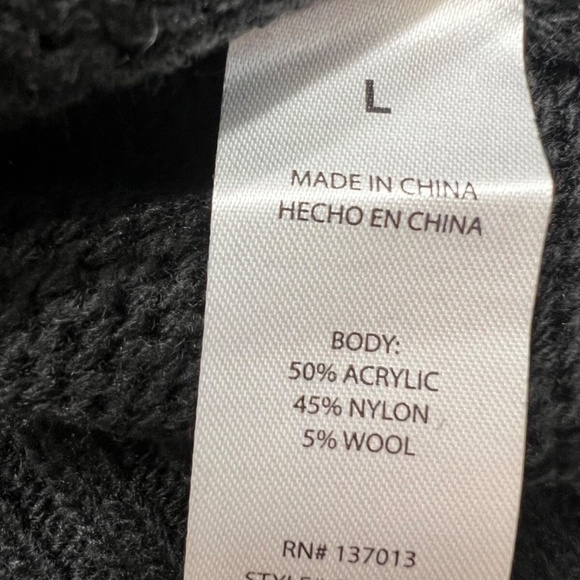 Wildfox Sweater L Black Relaxed Fit Crewneck Pull Over Chain Fringe Wool Blend - Picture 10 of 12